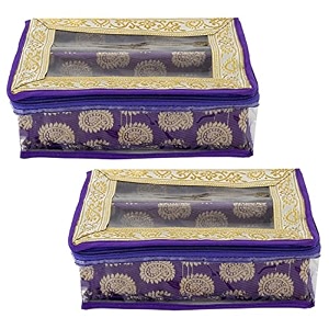 heart home multipurpose carry design laminated 2 rod bangle boxorganizercase with tranasparent top - pack of 2 purple-47hh055