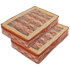 heart home multipurpose carry design laminated 6 rod bangle boxorganizercase with tranasparent top - pack of 2 orange-47hh023