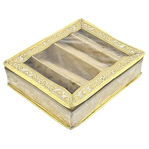 heart home multipurpose carry design laminated 4 rod bangle boxorganizercase with tranasparent top gold-47hh037
