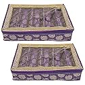 Heart Home Multipurpose Carry Design Laminated 5 Rod Bangle Box/Organizer/Case With Tranasparent Top - Pack of 2 (Purple)-47HH067