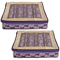 Heart Home Multipurpose Carry Design Laminated 4 Rod Bangle Box/Organizer/Case With Tranasparent Top - Pack of 2 (Purple)-47HH063