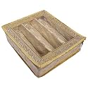 Heart Home Multipurpose Carry Design Laminated 3 Rod Bangle Box/Organizer/Case With Tranasparent Top (Gold)-47HH033