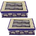 Heart Home Multipurpose Carry Design Laminated 3 Rod Bangle Box/Organizer/Case With Tranasparent Top - Pack of 2 (Purple)-47HH059