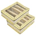 Heart Home Multipurpose Carry Design Laminated 4 Rod Bangle Box/Organizer/Case With Tranasparent Top - Pack of 2 (Gold)-47HH039