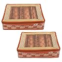 Heart Home Multipurpose Carry Design Laminated 3 Rod Bangle Box/Organizer/Case With Tranasparent Top - Pack of 2 (Orange)-47HH011