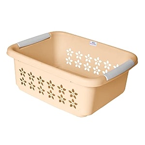 heart home multipurpose rectangle shape plastic storage basket for kitchen fruit basket office table storage organizer medium beige
