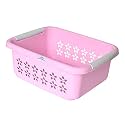 Heart Home Multipurpose Rectangle Shape Plastic Storage Basket for Kitchen, Fruit Basket, Office Table, Storage Organizer Small Pack of 2 (Pink)