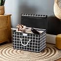 Heart Home Multipurpose Storage Box For Wardrobe With Lid &amp; Handle | Large Space-Saving Container Boxes For Storage Clothes - Ideal For Bathroom &amp; Kitchen | Check Print - Black