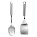 Heart Home Multiuses Serving &amp; Cooking Stainless Steel Kitchen Tool &amp; Utensil, Set of 2 (Slotted Turner &amp; Spatula) (Silver)