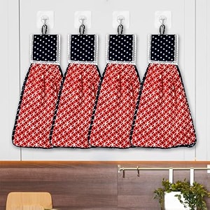 heart home napkin  washbasin hanging napkin  kitchen towel with ties  napkin for kitchen  circle napkin for bathroom  hand towel for kitchen  pack of 4  red