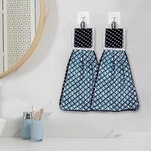 heart home napkin  washbasin hanging napkin  kitchen towel with ties  napkin for kitchen  circle napkin for bathroom  hand towel for kitchen  pack of 2  blue