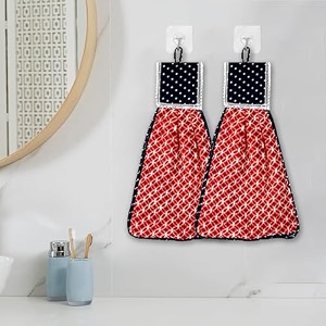 heart home washbasin hanging napkin  hand towel for kitchen  pack of 2  red