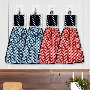heart home napkin  washbasin hanging napkin  kitchen towel with ties  napkin for kitchen  circle napkin for bathroom  hand towel for kitchen  pack of 4  multi