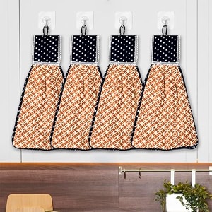 heart home wasbasin hanging napkin  kitchen towel with ties  circle napkin for bathroom  hand towel for kitchen  pack of 6  golden