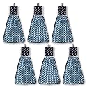 Heart Home Washbasin Hanging Napkin | Kitchen Towel with Ties | Hand Towel for Kitchen | Pack of 6 | Blue