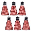 Heart Home Washbasin Hanging Napkin | Hand Towel for Kitchen | Pack of 6 | Red