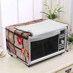 heart home pvc multicheck floral print microwave oven cover for home amp kitchen 20 ltr brown 54hh4106