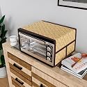 Heart Home PVC Multicheck Floral Print Microwave Oven Cover for Home &amp; Kitchen 20 LTR. (Brown) 54HH4106.