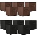 Heart Home (Pack of 10) Foldable Storage Box | Multipurpose Storage Organizer For Clothes | Plain Wardrobe Organizer for Book, Stationary &amp; Toys | 11 Inch | Black &amp; Brown