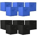 Heart Home (Pack of 10) Foldable Storage Box | Multipurpose Storage Organizer For Clothes | Plain Wardrobe Organizer for Book, Stationary &amp; Toys | 11 Inch | Black &amp; Royal Blue