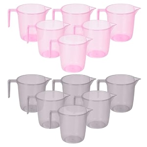 heart home pack of 18 bathroom mug  multipurpose bath rinse mug for bathroom  reusable bath mug  wash mug for toilet  mug for washroom  1100 ml  transparent  pink amp gray