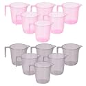 Heart Home Pack of 18 Bathroom Mug | Multipurpose Bath Rinse Mug for Bathroom | Reusable Bath Mug | Wash Mug for Toilet | Mug for Washroom | 1100 ML | Transparent | Pink &amp; Gray