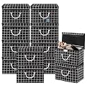 Heart Home Pack of 12 Multipurpose Storage Box For Wardrobe With Lid &amp; Handle | Large Space-Saving Container Boxes For Storage Clothes - Ideal For Bathroom &amp; Kitchen | Check Print - Black