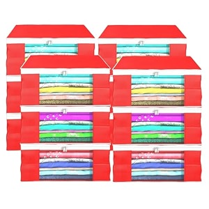heart home pack of 6 saree covers  foldable storage bag for almirah amp wardrobe  non-woven saree bags 9 inch clothes bag for women white piping sari cover bags  blue