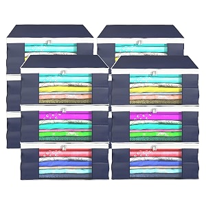 heart home pack of 12 saree covers  foldable storage bag for almirah amp wardrobe  non-woven saree bags 9 inch clothes bag for women white piping sari cover bags  grey