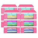 Heart Home (Pack of 12) Saree Covers | Foldable Storage Bag for Almirah &amp; Wardrobe | Non-Woven Saree Bags (9 Inch) Clothes Bag for Women (White Piping) Sari Cover Bags | Pink