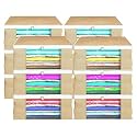 Heart Home (Pack of 6) Saree Covers | Foldable Storage Bag for Almirah &amp; Wardrobe | Non-Woven Saree Bags (9 Inch) Clothes Bag for Women (White Piping) Sari Cover Bags | Blue