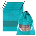 Heart Home Pack of 6 Shoe Bags Cotton Shoe Storage Bags | Storage Organizers Set | Shoes Cover with Transparent Window Green
