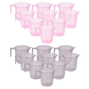 heart home pack of 18 bathroom mug  multipurpose bath rinse mug for bathroom  reusable bath mug  wash mug for toilet  mug for washroom  1100 ml  transparent  pink amp gray