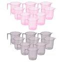 Heart Home Pack of 18 Bathroom Mug | Multipurpose Bath Rinse Mug for Bathroom | Reusable Bath Mug | Wash Mug for Toilet | Mug for Washroom | 1100 ML | Transparent | Pink &amp; Gray