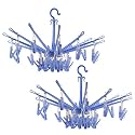 Heart Home Cloth Drying Hanger | 32 Clips Baby Drying Pegs | 360 Degree Rotatable Hanger | Clip Stand for Cloth | Rectangular Cloth Drying Stand | Green