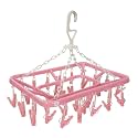Heart Home Cloth Drying Hanger Rack (32 Clips)|360 Degree Portable &amp; Rotatable Clips|Space Saving Travel &amp; Durable Plastic|Size 40 x 38 x 30 CM (Pink)-HHEART15539