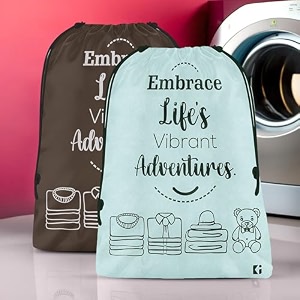 heart home pack of 2 cloth storage bag  non-woven storage organizer  travel pouches  cloth carrying bag  garments cover  storage organizer bag for clothing  large  grey amp brown