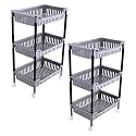 Heart Home Pack of 2 Durable Kitchen Storage Rack with 3-Tier trolley for Spices | Space-Saving Multipurpose Onion &amp; Fruit/Vegetable Stand for Kitchen, Home &amp; Office | Grey &amp; Black