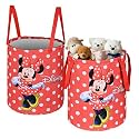 Heart Home Pack of 2 Foldable 45L Toys Organizer for Kids Room - Soft Toys Storage Bag/Basket/Container with Handles | Disney Minnie Dots - Red