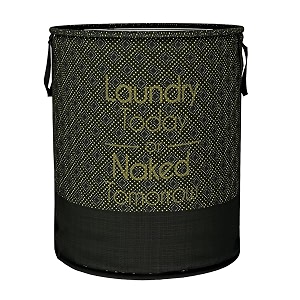 heart home foldable laundry basket for clothes  non-woven round laundry basket  washing clothes storage basket  toy storage organizer  45 ltr  golden dot  black