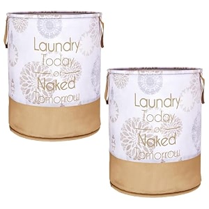 heart home foldable laundry basket for clothes  non-woven round laundry basket  washing clothes storage basket  toy storage organizer  45 ltr  golden dot  black