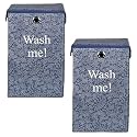 Heart Home Foldable Laundry Basket for Clothes | Non-Woven Round Laundry Basket | Washing Clothes Storage Basket | Toy Storage Organizer | 45 LTR | Flower-Print | Navy Blue