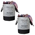 Heart Home Waterproof Round Non Wovan Laundry Bag/Hamper|Metalic Printed With Handles|Foldable Bin &amp; 45 Liter Capicity|Size 37 x 37 x 49, Pack of 1 (Grey &amp; Black)-HEARTXY11446