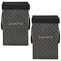 Heart Home Pack of 2 Foldable Laundry Basket for Clothes | Laundry bag With Lid &amp; Handle | Cloth Storage Box for Washing | Toy Storage Organizer | 75 LTR | Golden Dot Print | Black