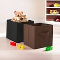 Heart Home (Pack of 2) Foldable Storage Box | Multipurpose Storage Organizer For Clothes | Plain Wardrobe Organizer for Book, Stationary &amp; Toys | 11 Inch | Black &amp; Brown
