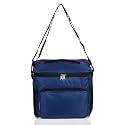 Heart Home Lunch Bag | Rexine Thermal Insulated Lunch Bag | Tiffin Bag with Bottle Holder | Waterproof Top Handle Lunch Bag | Front Pocket Lunch Bag for Office | Blue