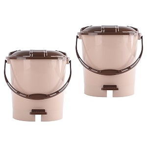 heart home pack of 2 plastic dustbin for home with pedal lid amp handle  7 ltr dustbin for kitchen bathroom amp office  garbage bin for wet or dry waste  check dhakkan- cream amp brown