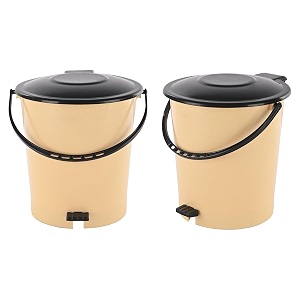 heart home pack of 2 plastic dustbin for home with pedal lid amp handle  7 ltr dustbin for kitchen bathroom amp office  garbage bin for wet or dry waste  ultra- cream amp black
