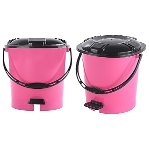 heart home pack of 2 plastic dustbin for home with pedal lid amp handle  7 ltr dustbin for kitchen bathroom amp office  garbage bin for wet or dry waste  ultra- pink amp black