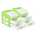 Heart Home Pack of 2 Stationary Oragnizer for Desk & Pen Holder For Study Table | 3-Tier Pencil Box with Drawers for Girl Students | Light Green